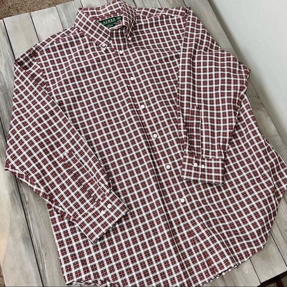 ‎Lauren Ralph Lauren Red Plaid Button Classic Shirt - Picture 3 of 9